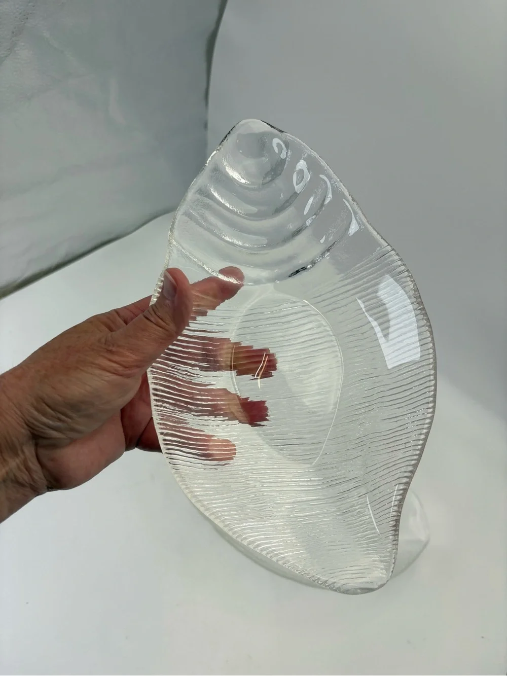 Italian Coastal Vintage Glass Shell-Shaped Serving Dishes - Heavy and Textured